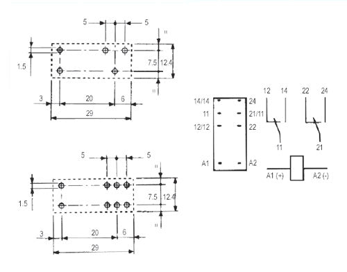 Relé 24V  8A/250VAC  2x přep.  RELEF4052-24