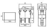 Přepínač kolébkový     2pol./3pin  ON-OFF 250V/6A pros. červený