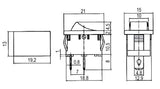 Přepínač kolébkový     2pol./2pin  ON-OFF 250V/6A černý 0-I