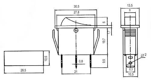 Přepínač kolébkový    2pol./3pin  ON-OFF 250V/15A pros. zelený