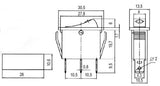 Přepínač kolébkový    2pol./3pin  ON-OFF 250V/15A prosv. bod R