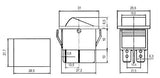 Přepínač kolébkový  2pol./4pin  ON-OFF 250V/15A pros. modrý