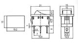 Přepínač kolébkový     3pol./3pin  ON-OFF-ON 250V/6A černý