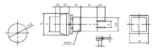 Přepínač tlačítko čtv. ON-OFF 250V/1A zelené