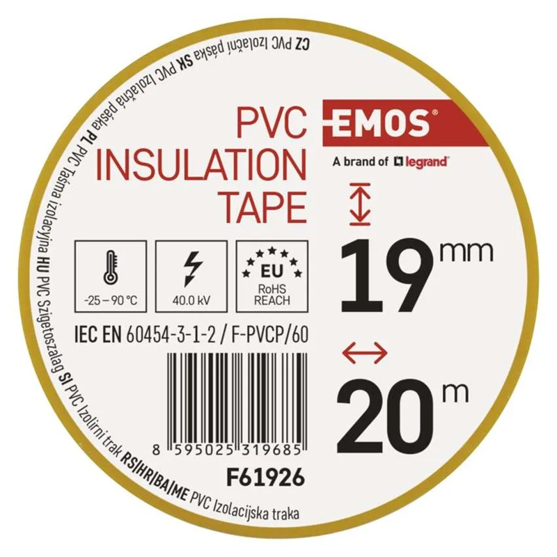 Páska izolační PVC 19mm/20m žlutá EMOS 1ks