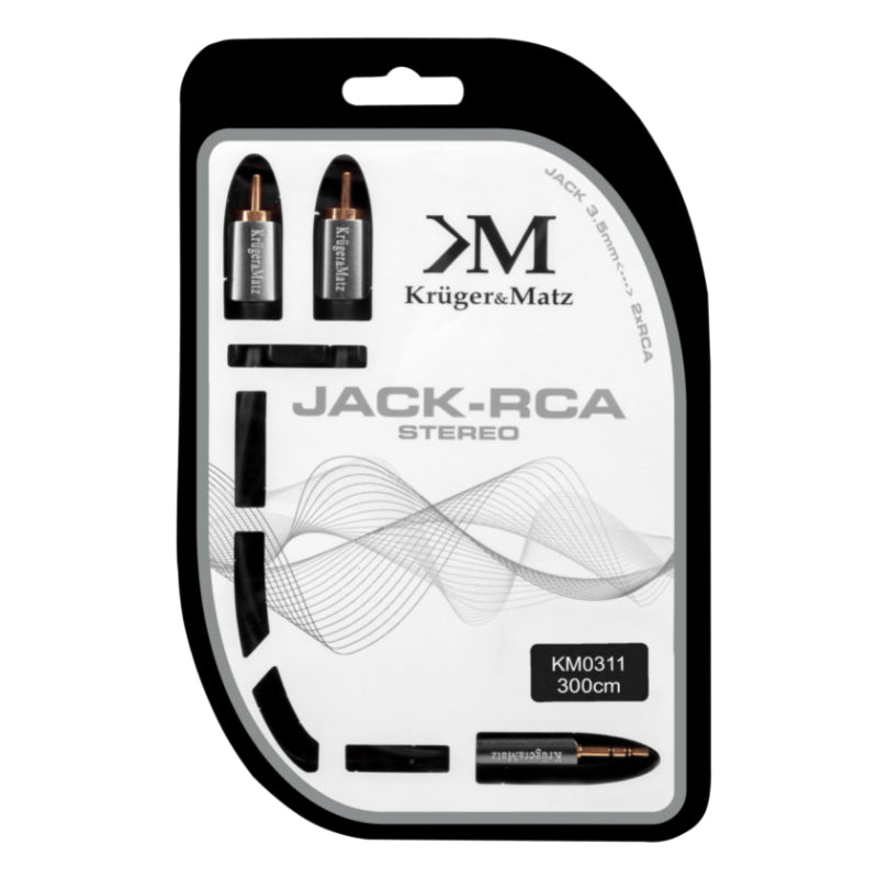 Kabel Jack 3.5mm stereo/2x Cinch 3m KRUGER & MATZ KM0311