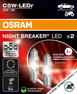 Autožárovka LED 12V C5W OSRAM studená bílá 2ks