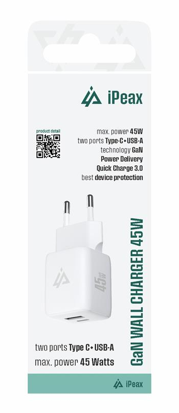 Adaptér USB iPEAX GaN USB/USB-C 90010132 White