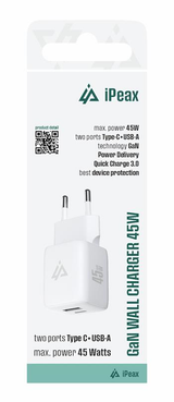Adaptér USB iPEAX GaN USB/USB-C 90010132 White