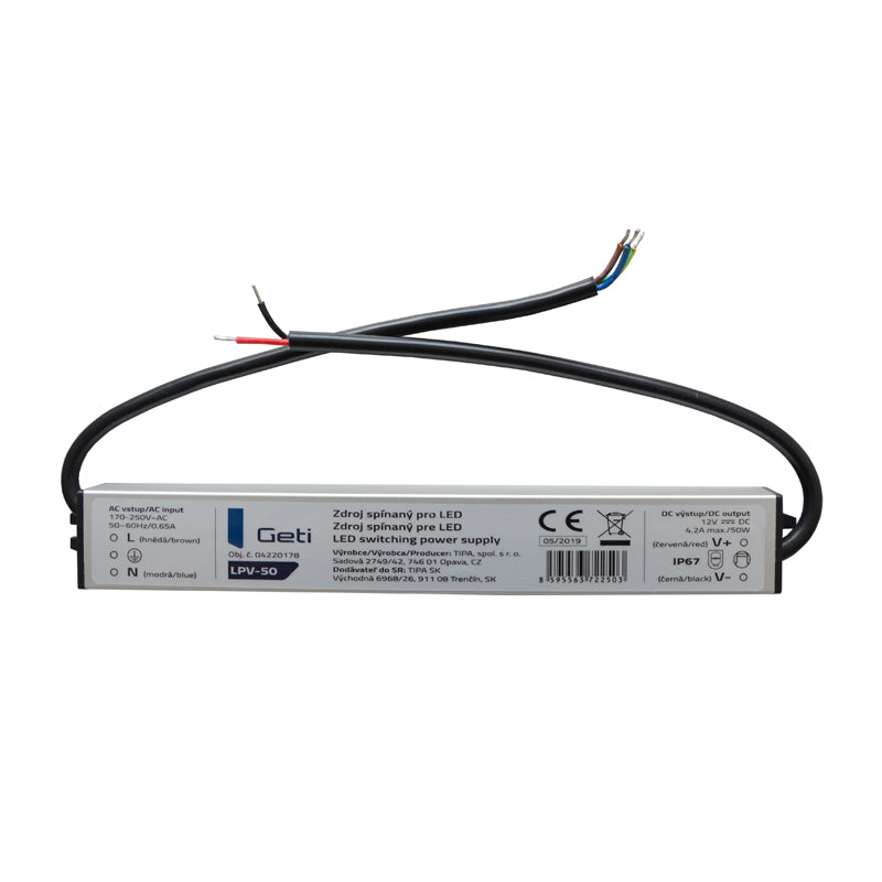 Zdroj spínaný pro LED 12V/ 50W  GETI LPV-50