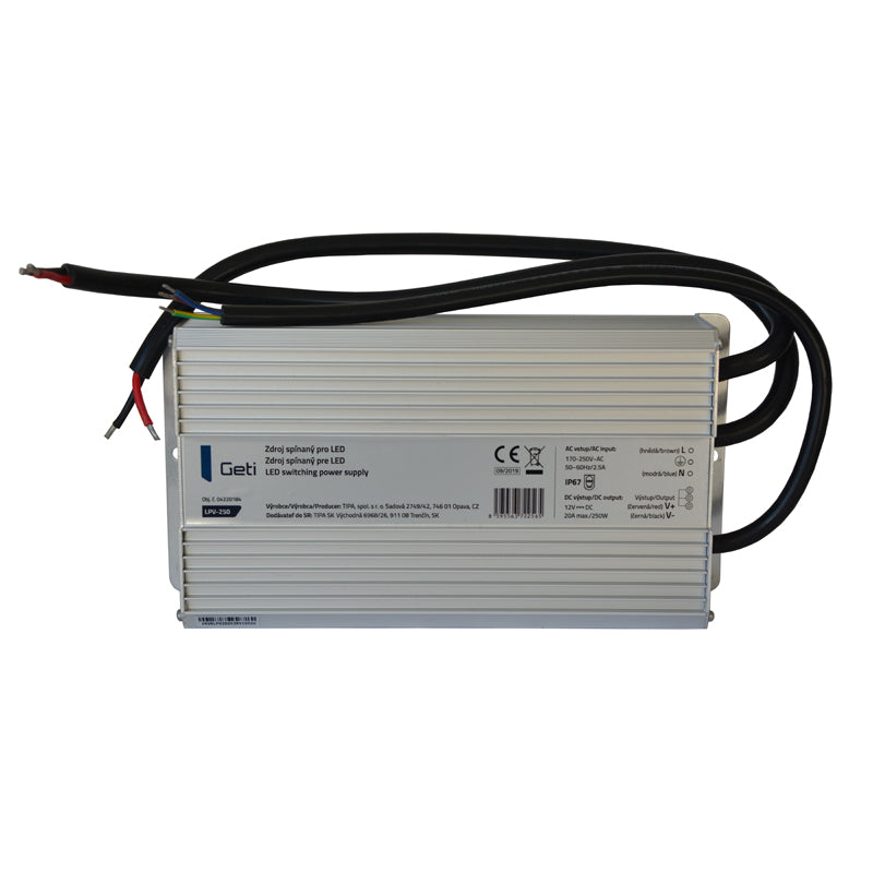 Zdroj spínaný pro LED 12V/250W  GETI LPV-250