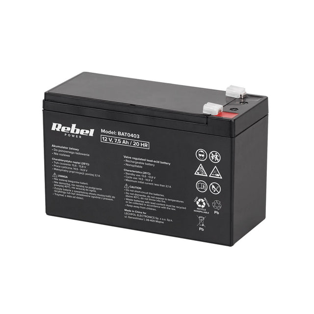 Baterie olověná 12V/7.5Ah REBEL BAT0403