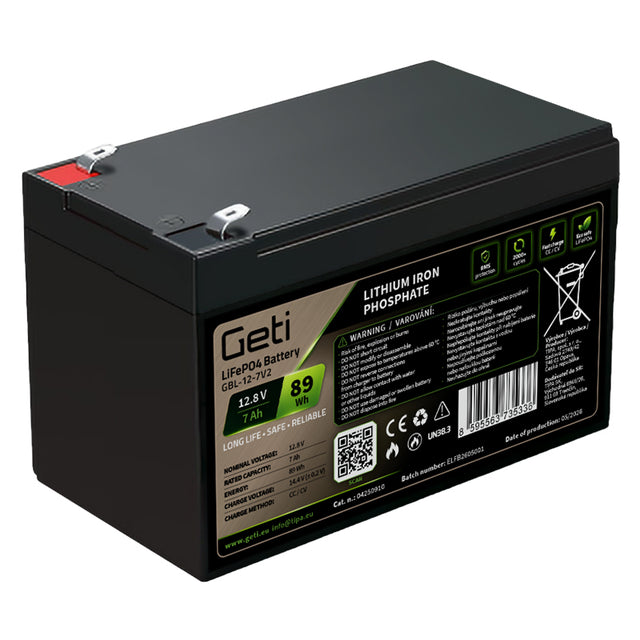 Baterie LiFePO4 12,8V 7Ah GETI GBL-12-7V2