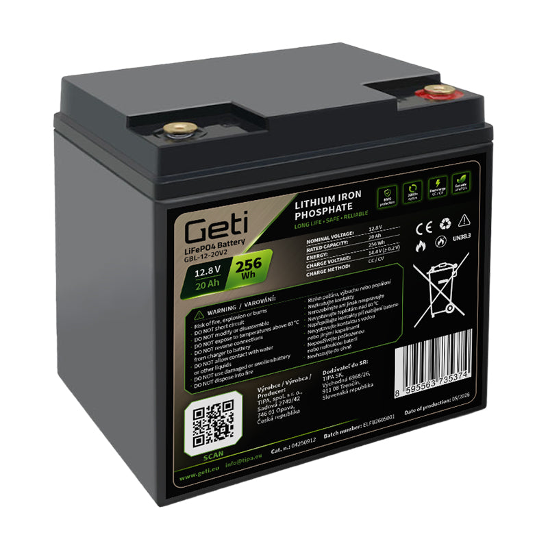 Baterie LiFePO4 12,8V 20Ah GETI GBL-12-20V2