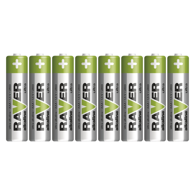 Baterie AAA (R03) alkalická RAVER  8ks