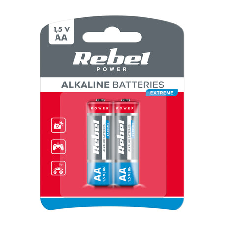 Baterie AA (R6) alkalická REBEL EXTREME Alkaline Power 2ks / blistr BAT0091B