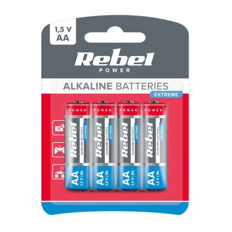 Baterie AA (R6) alkalická REBEL EXTREME Alkaline Power 4BP BAT0097B