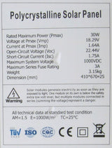 Solární panel 12V/30W polykrystalický