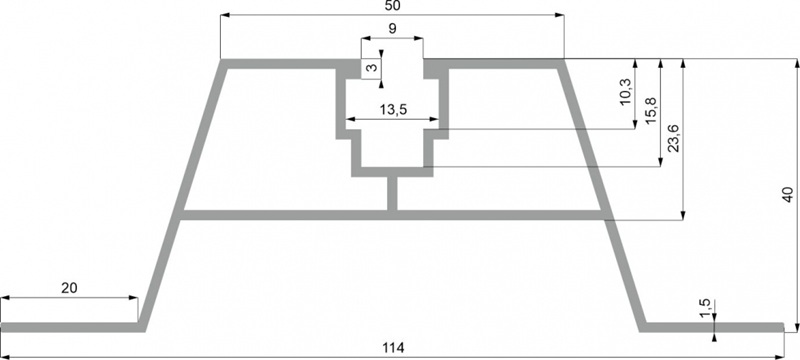 Montážní systém pro trapézový plech - most, 40x330mm