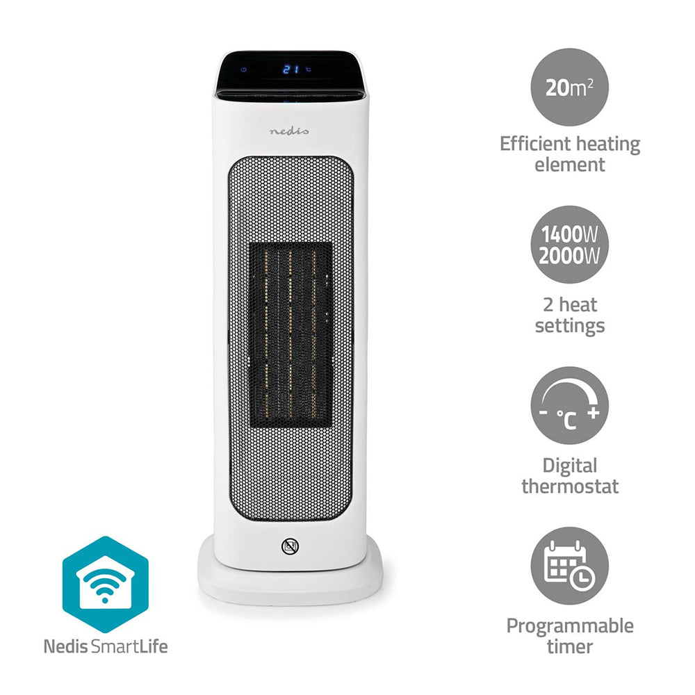 Smart teplovzdušný ventilátor NEDIS HTFA20WTW keramický WiFi Tuya
