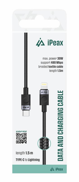 Kabel iPEAX 90010106 USB-C/Lightning 1,5m Black