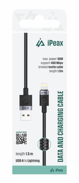 Kabel iPEAX 90010107 USB/Lightning 1,5m Black