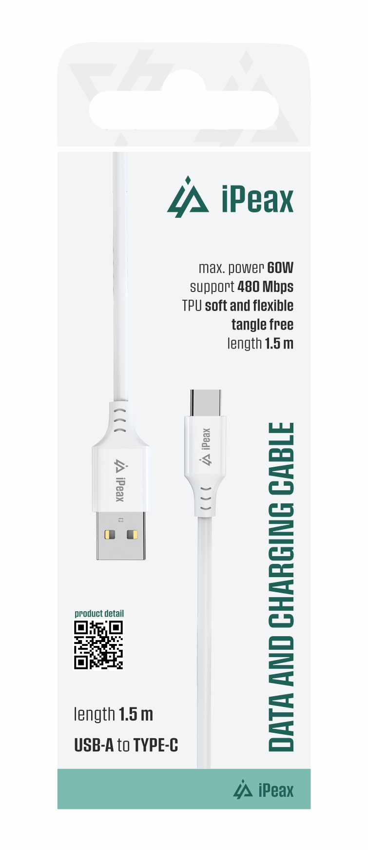 Kabel iPEAX 90010117 USB/USB-C 1,5m White