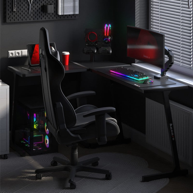 Stůl herní HUZARO Hero 6.0 Black Corner 147cm