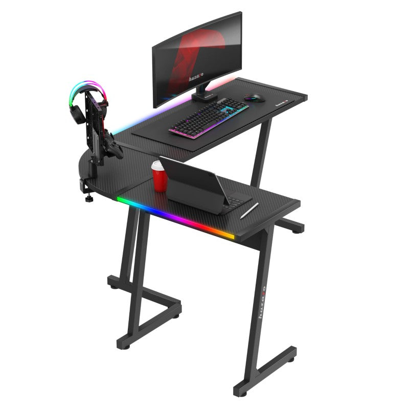 Stůl herní HUZARO Hero 6.0 RGB Black Corner 147cm