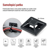 Samolepicí příchytka stahovacího pásku EMOS A2831 20×20mm černá 25 ks