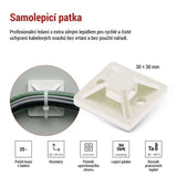 Samolepicí příchytka stahovacího pásku EMOS A2834 30×30mm bílá 25 ks