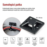 Samolepicí příchytka stahovacího pásku EMOS A2833 30×30mm černá 25 ks