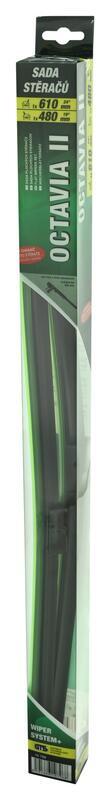 Ploché stěrače COMPASS FLAT SET 610+480mm GREEN OCT II