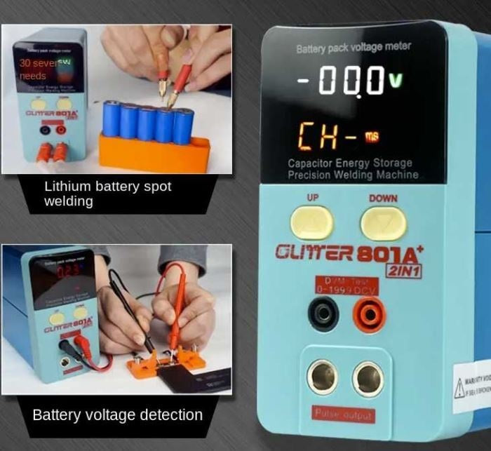 Bodová svářečka baterií GLITTER 801A+ s voltmetrem