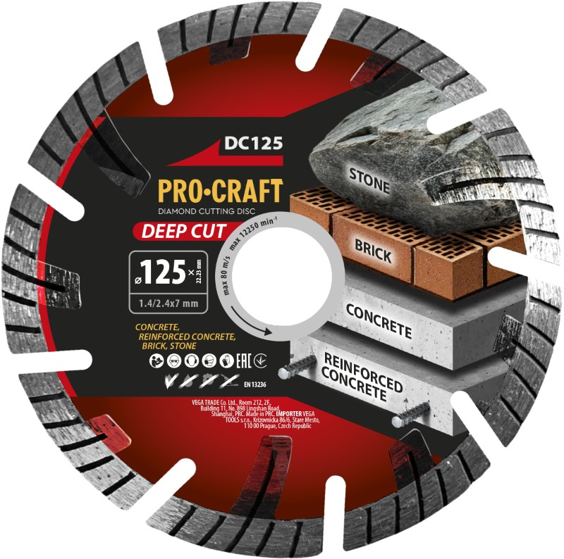 Kotouč řezný diamantový 125mm PROCRAFT DC125 Deep Cut