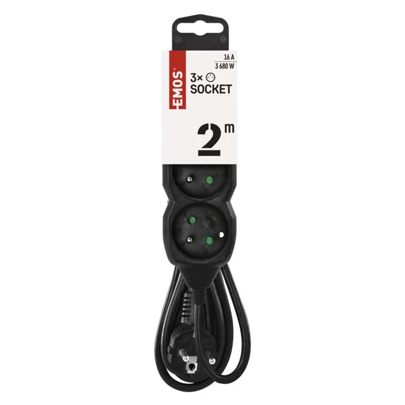 Prodlužovací přívod 3 zásuvky 2m EMOS PC0312