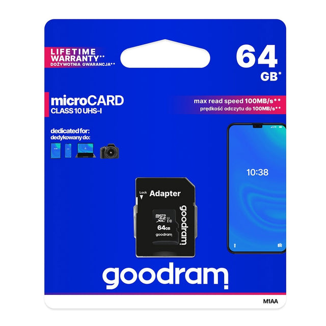 Karta paměťová GOODRAM microSD 64GB s adaptérem